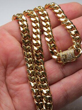 18k Gold Men's Cuban Diamond Chain